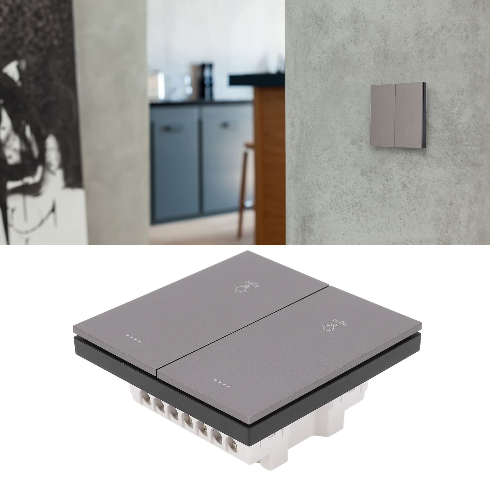 Interruptor de luz inteligente, botón de pared con función de sincronización de control de voz habilitado para WiFi y Bluetooth para automatización del hogar
