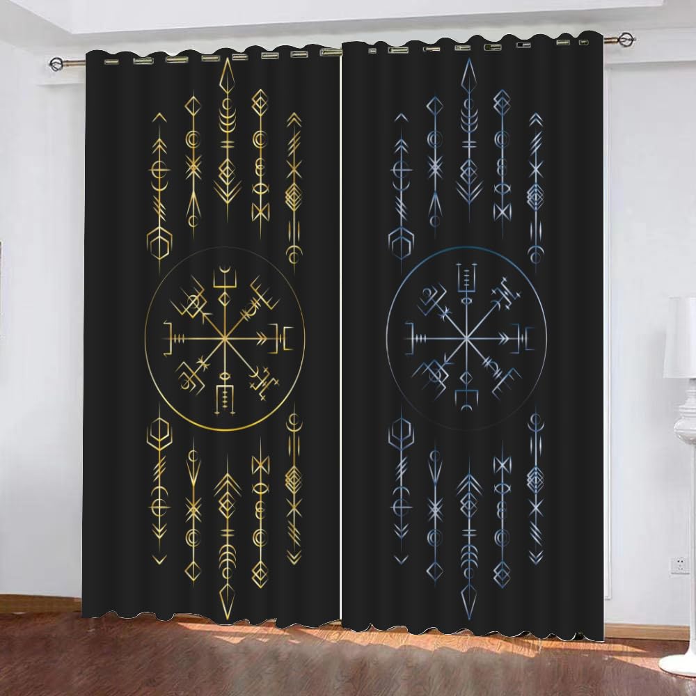 WIKINGER Gardinen ösenschal 2er Set B 220 X H 215 cm Vorhang Blickdicht Kälteschutz Schallschutz Verdunkelung Wärmeisolierende Vorhänge für Wohnzimmer Schlafzimmer