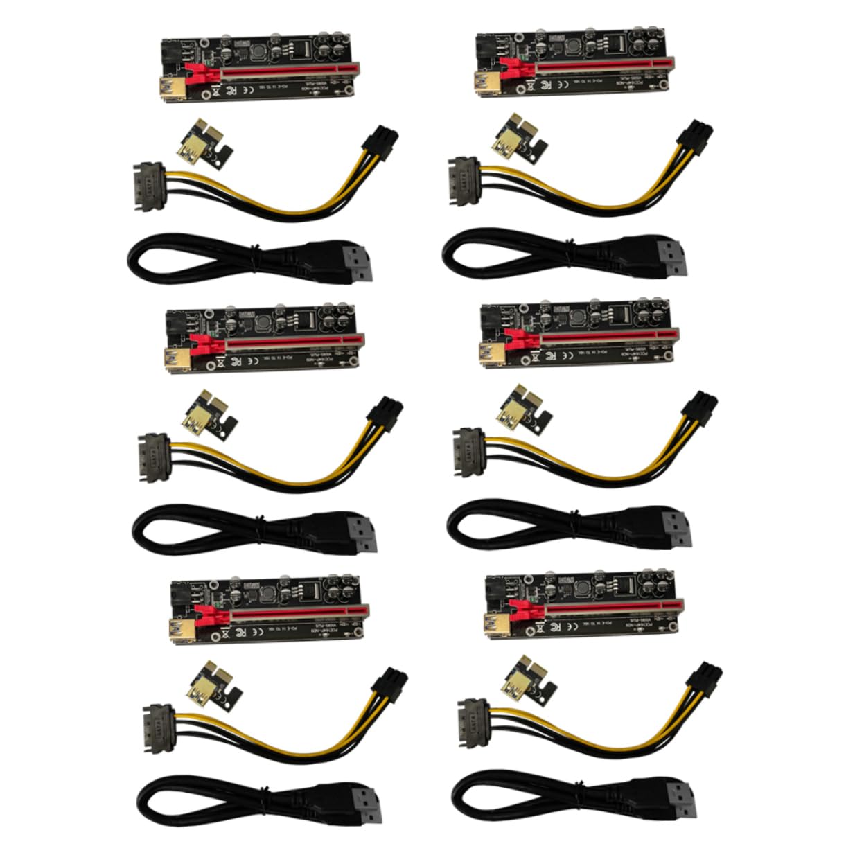Uonlytech 6sets Pin Pci-e Riser Adapter Card Extension USB Pci-e to Riser Cable Led Indicator Gpu Support for Enhanced and Gaming Rigs