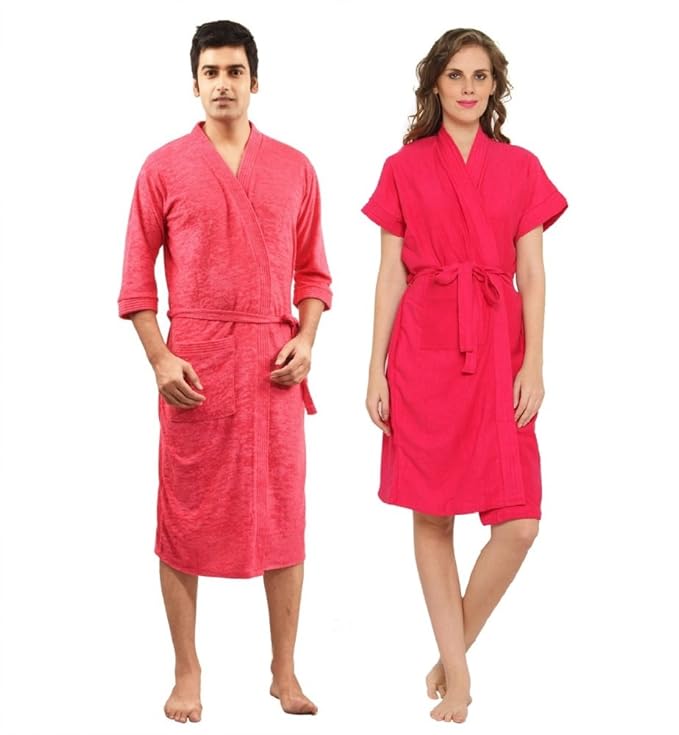 Feelblue Unisex Terrycloth Combo Bathrobe (Rani, Standard)-Pack of 2
