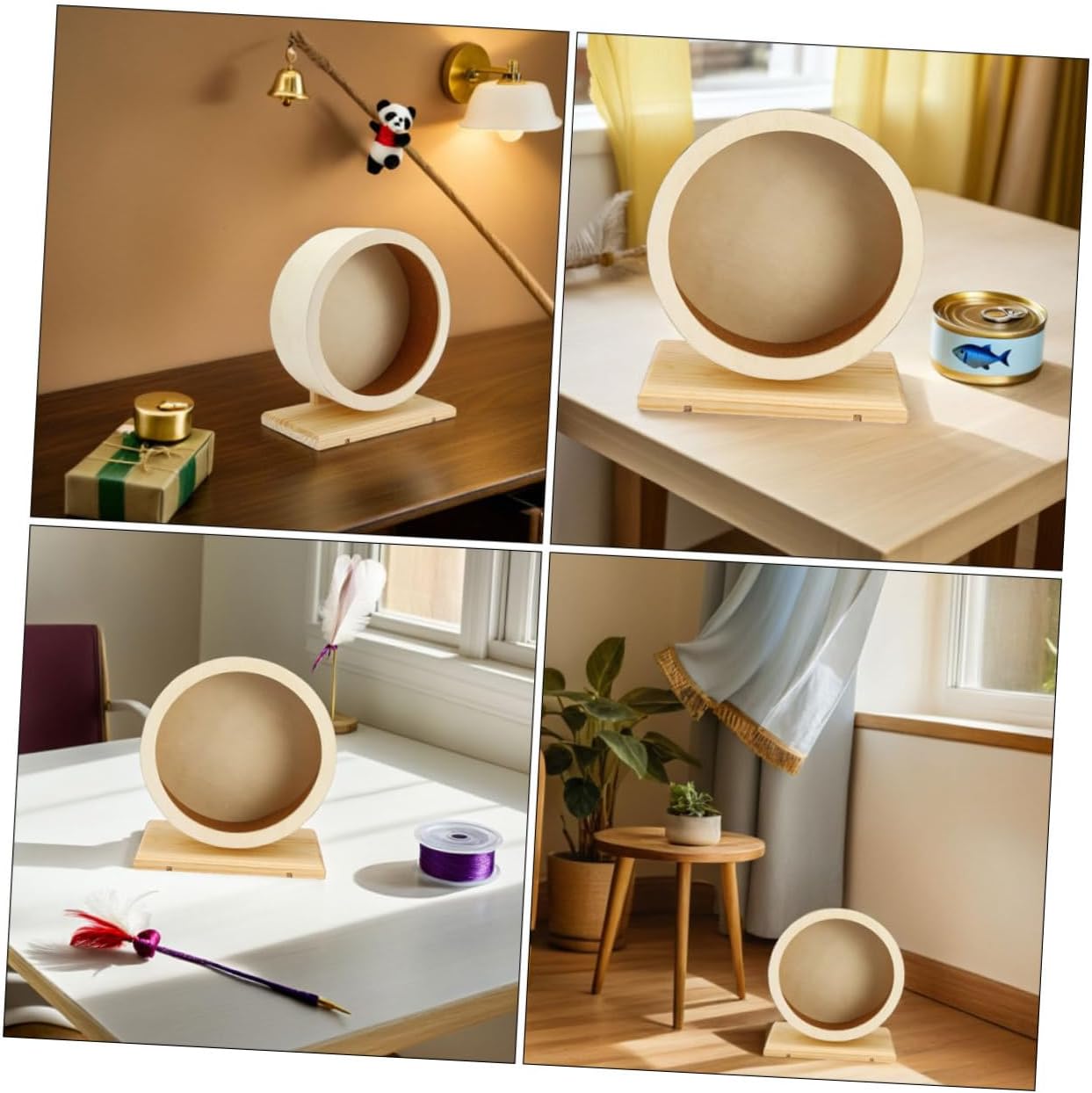 VILLCASE 2pcs Silent Wooden Hamster Running Wheel with Noise-reducing Cork Surface Comfortable Wide Exercise Spinner for Small Pets Like Chinchillas Hedgehogs Rats and Guinea Pigs