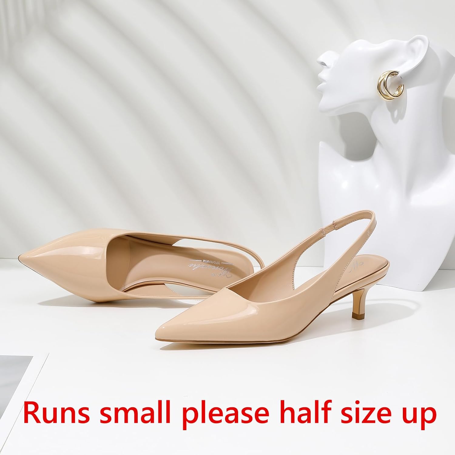 Kitten Heels for Women Closed Pointed Toe Kitty Slingback Dressy Low Heeled Pumps Fashion Casual Herls Bridal Dress Shoes - Image 7