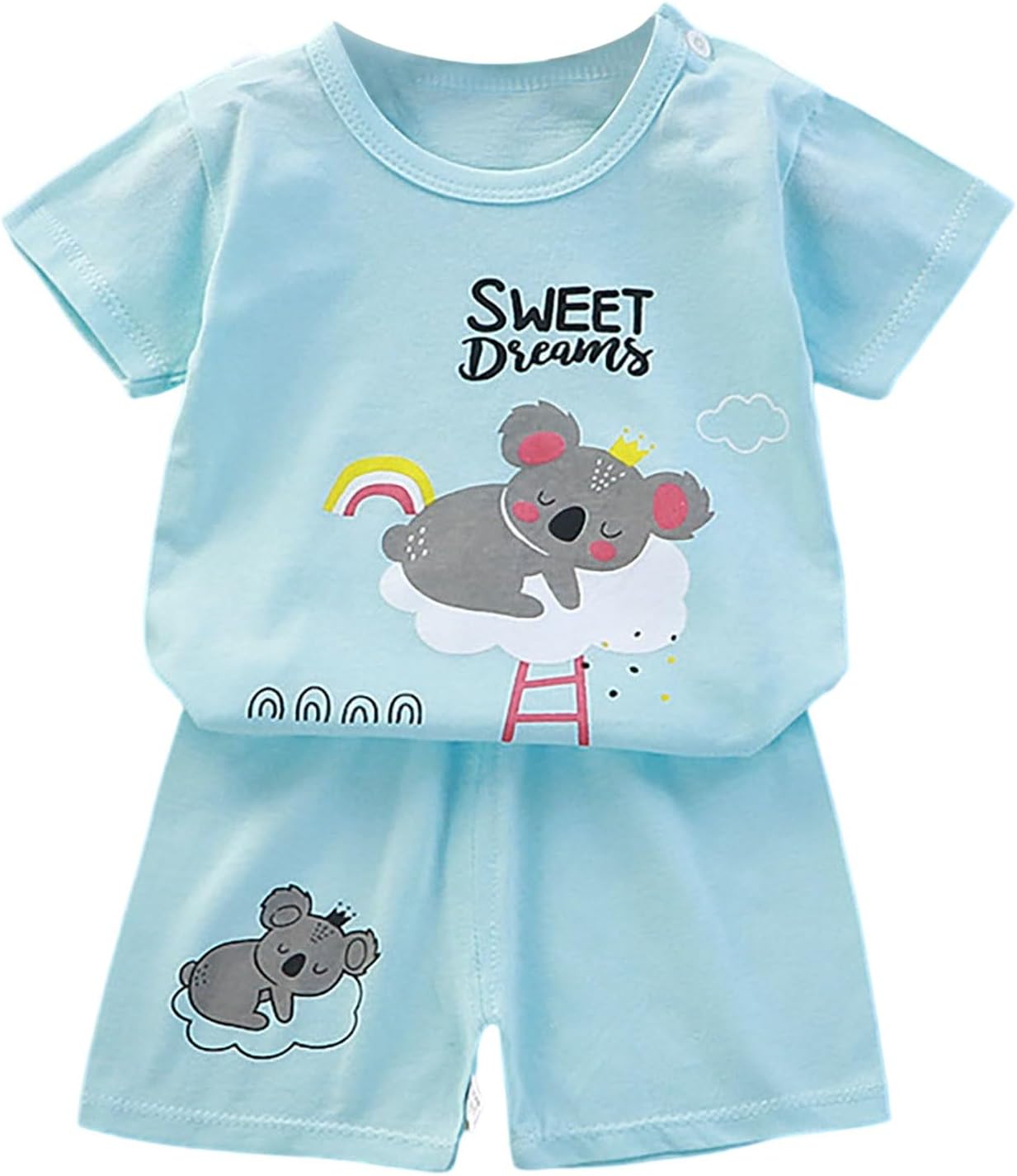 Kids Boys Summer 2 Pieces Set 2026 Two Piece Short Sleeve T Shirt Top Shorts Sets Cartoon Printed Crewneck Beach Clothing