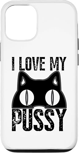 Funda para iPhone 1212 Pro I Love My Pussy Cat Funny Halloween Cats Men Women Spiderweb Case