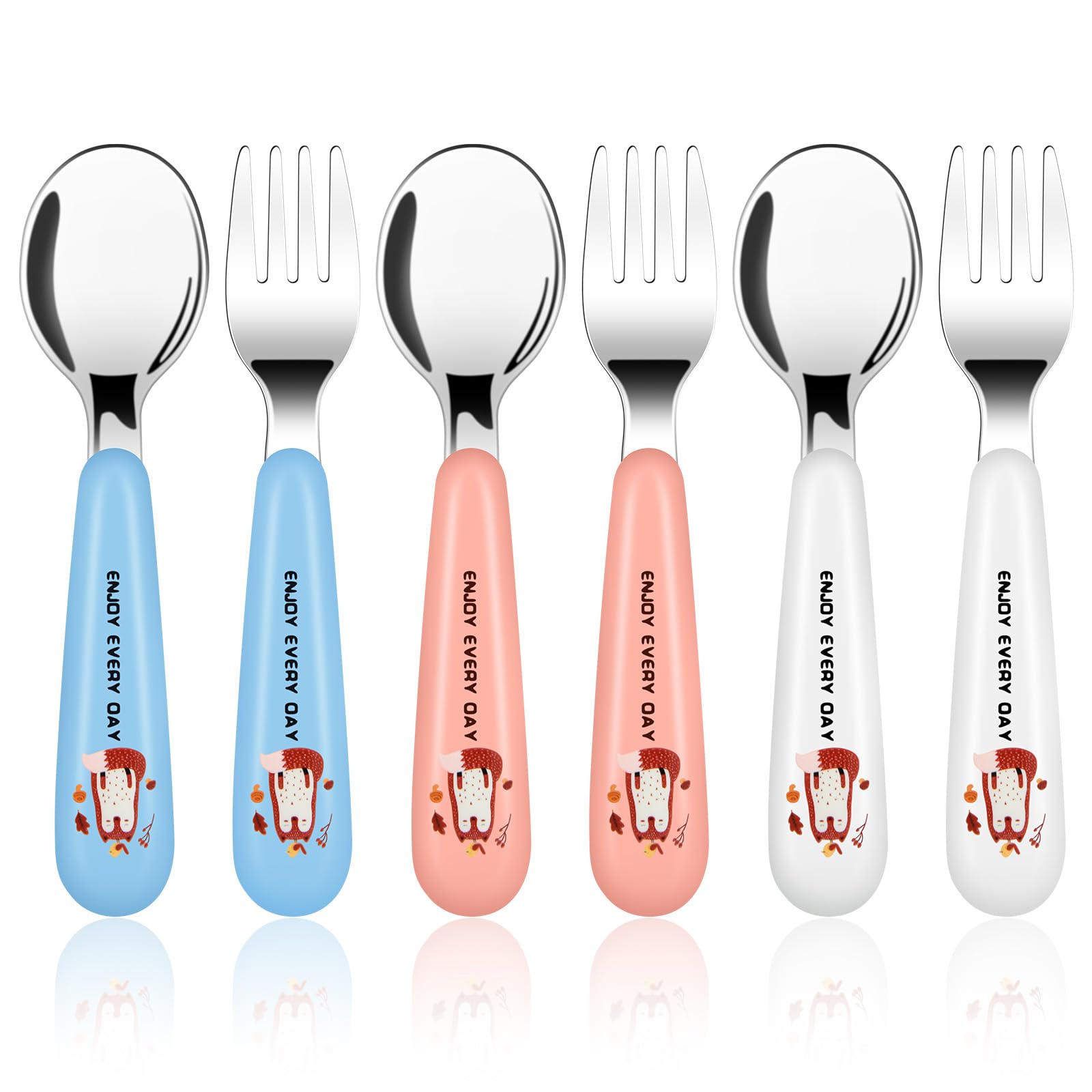 Set Posate Bambini In Acciaio Inossidabile - 2 Pezzi Con Design A Cuore Rosa, Senza BPA - Foto 6