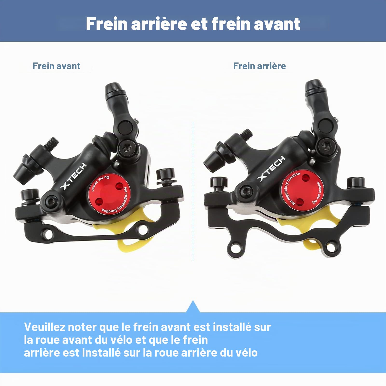 Étriers de Frein à Disque Semi-Hydraulique Avant et Arrière, 1 Paire d'Étriers de Frein Hybirde Tirage par Câble Adaptés pour VTT Vélo de Montagne