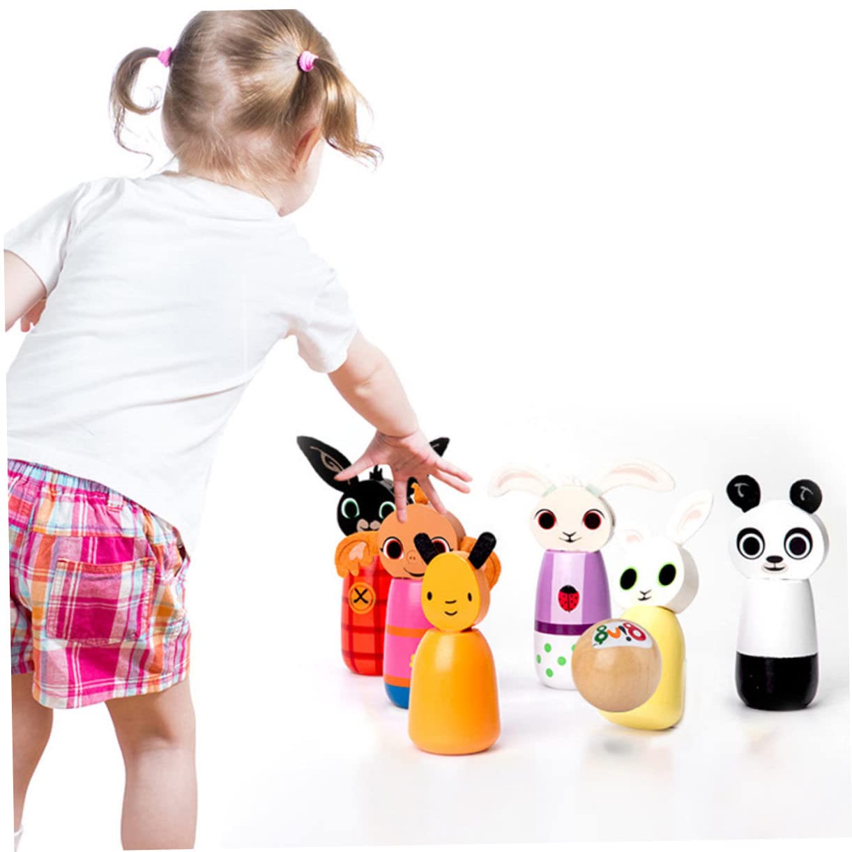 Happyyami Bolos De Animales Juego De Interior para Juguete Interactivo Entre Padres e Hijos Kit De Bolos para Jugando Bolos Juguete Deportivo Colorful De Madera
