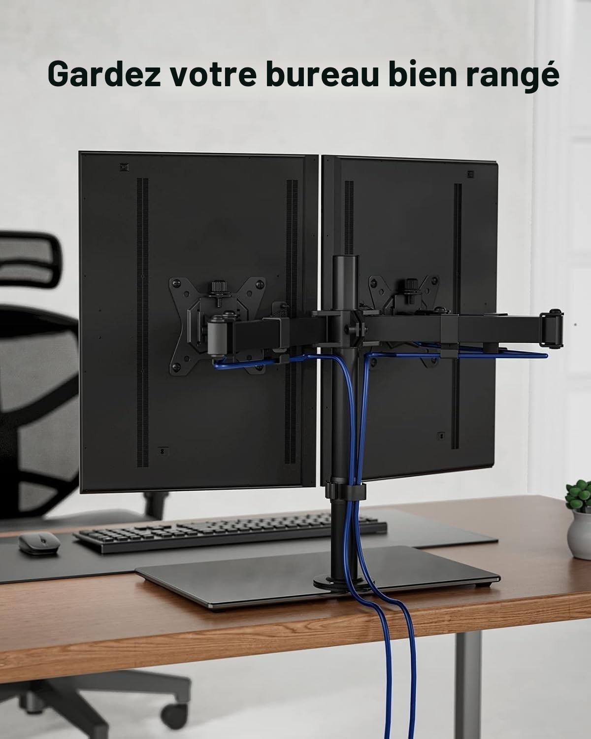 ErGear Support Double Écran PC 13"-32" Inclinaison ±45° Rotation 360° Poids Max 8 kg Gaming