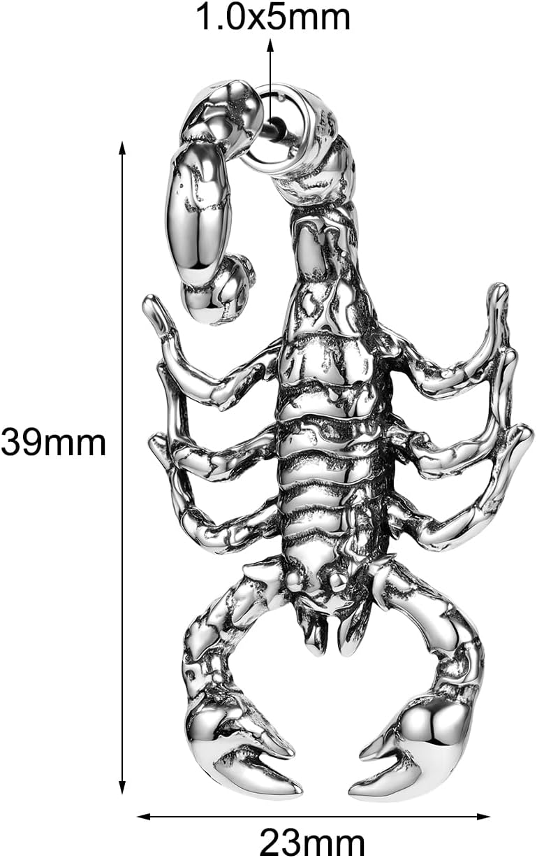 Gothic Dragon Sword Skull Scorpion Octopus Snake Alien Facehugger Stud Earrings Ear Cuff Retro Punk Rock Earrings for Men Women Stainless Steel Dangle Drop Earrings Jewelry Gifts - Image 2