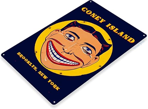 Miniatura 2 de Tinworld Letrero de estaño: Coney Island Brooklyn Nueva York Histórica Feria de Carnaval Rusa Paseos en montaña rusa Letrero de metal Decoración C528