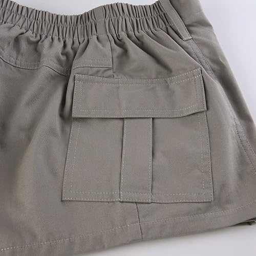 Women Cargo Shorts Elastic Low Waist Pocket Shorts Y2K Egirls Slim Fitted Shorts Vintage Harajuku Streetwear (Gray, S) #TOP5