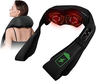 EAshuhe Cordless Neck & Shoulder Massager with Heat - 2000mAh Shiatsu Deep Tissue Kneading Pillow for Pain Relief, Back & Body