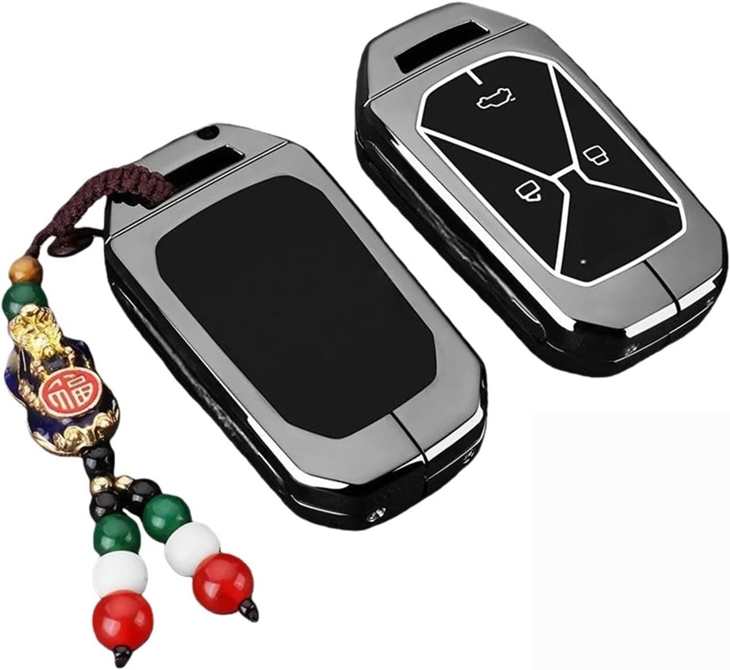 Compatible with Cowin Auto Kaiyi Kunlun IHD R 300 500 EV Zinc Alloy Car Key Case Remote Cover Shell Keychain Holder Fob Interior Accessories(Style 8)