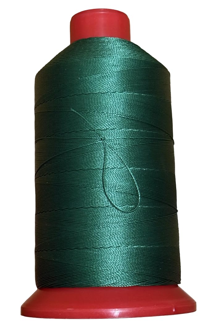 Bonded Nylon Sewing Thread Size #138 T135 1250yds for Outdoor Upholstery (Hunter Green)