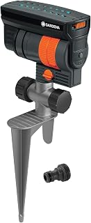 GARDENA ZoomMaxx Oscillating Sprinkler 20575 - Adjustable Coverage Up to 2300 sq ft on Metal Step Spike for Large Lawns, Gardens, US Hose Compatible