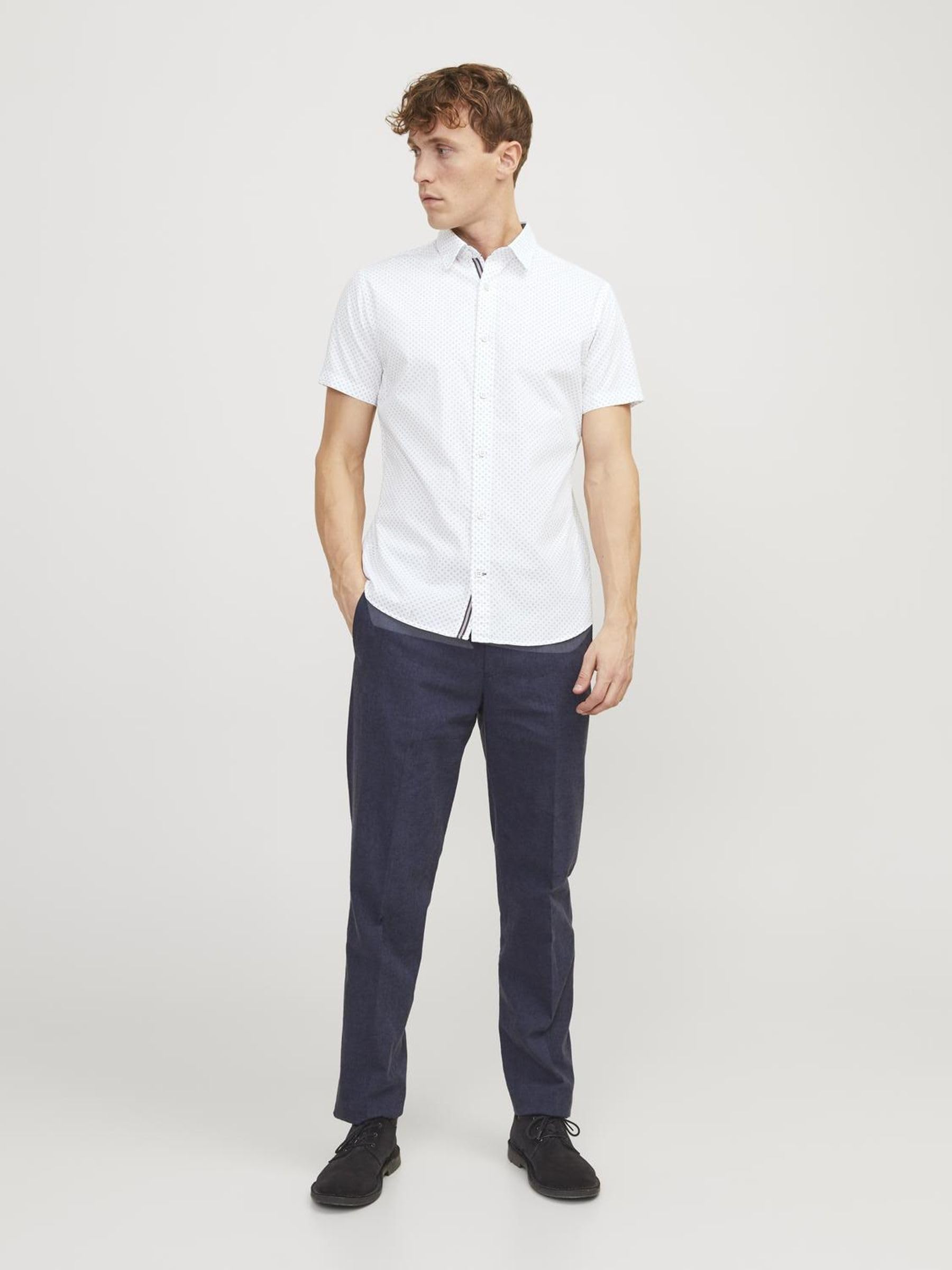 JACK & JONES Camicia Micro Fantasia, Maniche Corte e vestibilità Slim.