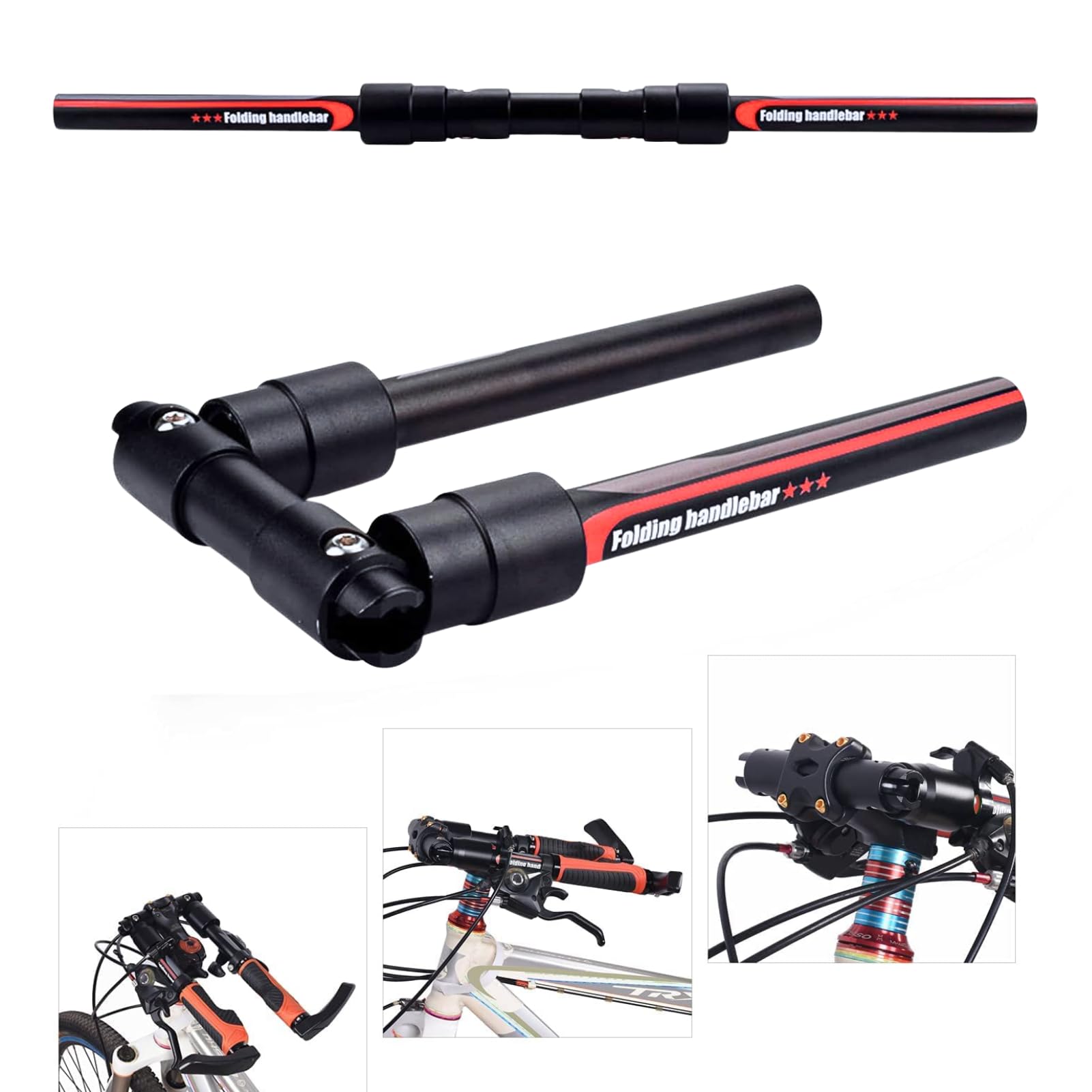 Guidon de Vélo de Montagne Pliable 31,8 mm/25,4 mm Vélo Pliant Scooter Guidon en Alliage D'aluminium Bar à Libération Rapide Accessoire de Remplacement Bricolage