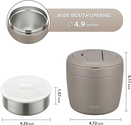 Miniatura 5 de Termo de sopa para comida caliente, contenedor de almuerzo aislado de acero inoxidable de 32 onzas, termo de boca ancha para sopa y alimentos, caja