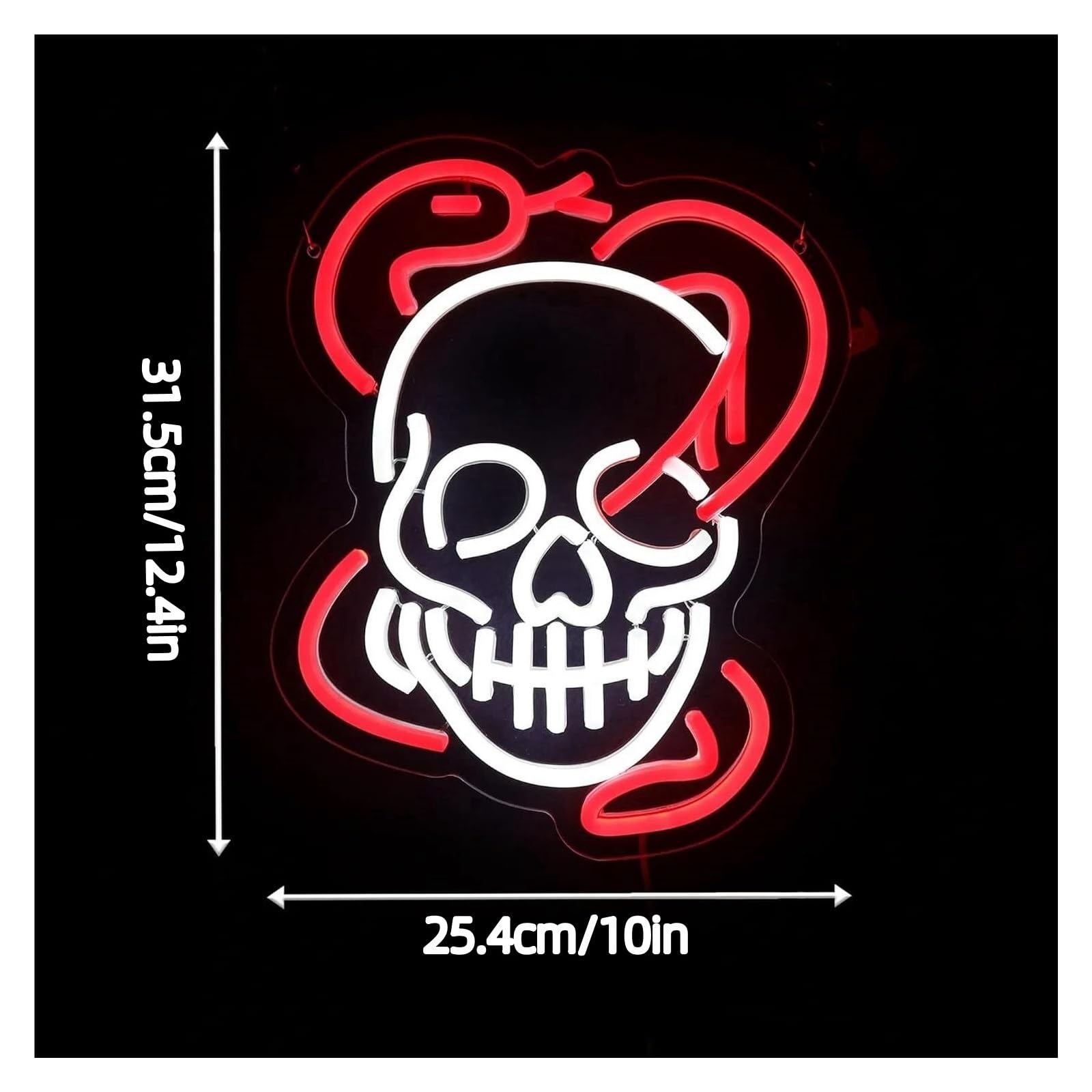Luz de Diseño de Digital Letrero De Neón Con Calavera Y Serpiente Luz Regulable Para Bar Sala De Juegos, Decoración De Pared De Casa Encantada, 25.4cmx31.5cm