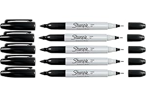 Sharpie Twin Tip Permanent Markers, Fine and Ultra Fine Point, Black, 5-Count