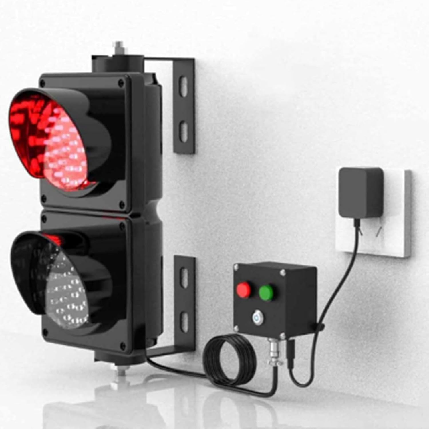 Industrial LED Traffic Light, 2-Light Red/Green Loading Dock Traffic Lights, 4 Inch Industrial Stop/Go Light, with Switch Control,Plug & Playfor Warehouses, Construction Sites.