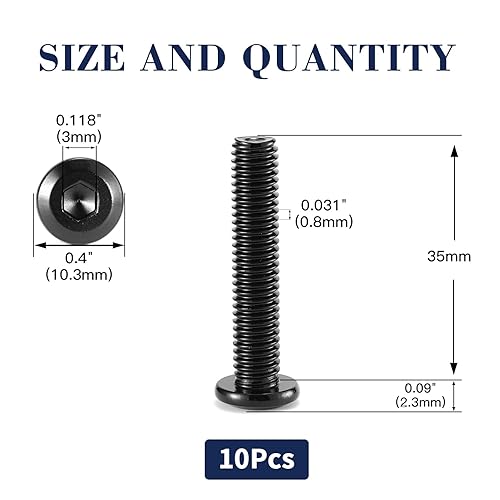 Miniatura 131 de 20 tornillos hexagonales de cabeza plana M6 x 1.575 in, acero inoxidable 304 18-8, rosca completa, óxido negro (con llave hexagonal)