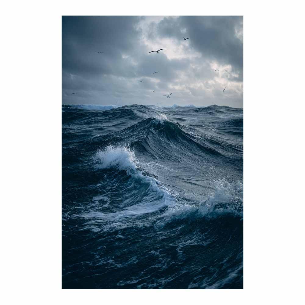 HOQIU Natural scenery wall art Stormy Ocean Wavess decorative painting, wall art, for Living Room Bathroom Bedroom Kitchen Decoration.(Multicolor)-70x100cm Unframed