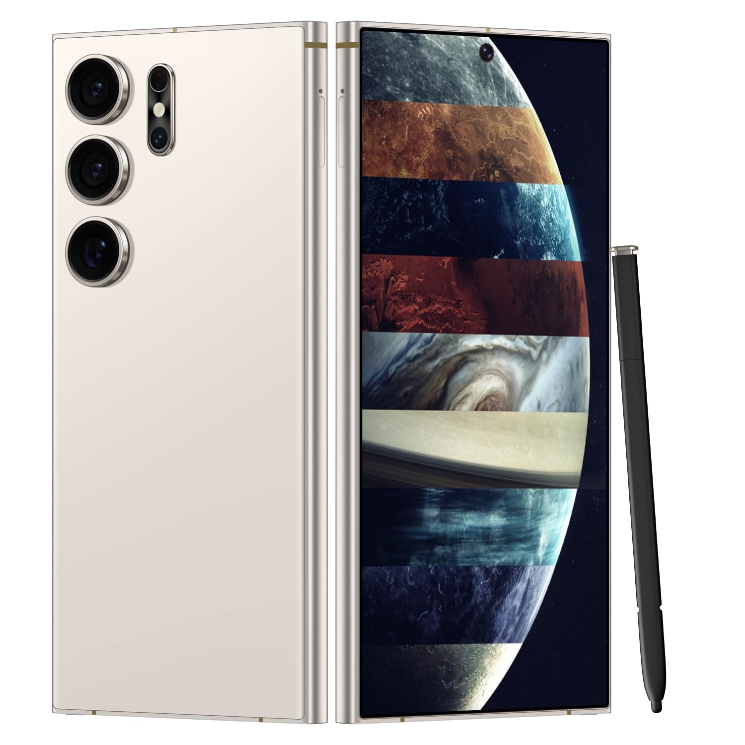 Unlocked Cell Phones C25 Ultra Smartphones 5G Phone Android 14 Mobile Phones 12GB+512GB/7 Display/48MP+108MP Camera/8000 mAh/Dual SIM/Build-in Pen (White) | Dual Sim