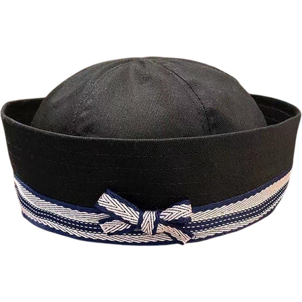 Tsffae Sailor Hat， Navy Yacht Hat with Sweet Bow Sail Hat for Costume Accessory Adult Women Simple Style Halloween Party Caps