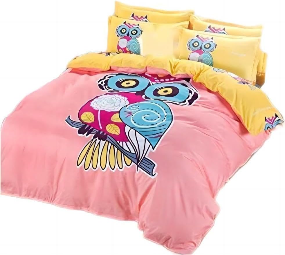 SDIII 2PCS Owl Twin Duvet Cover Set, Bed in a Bag Owl