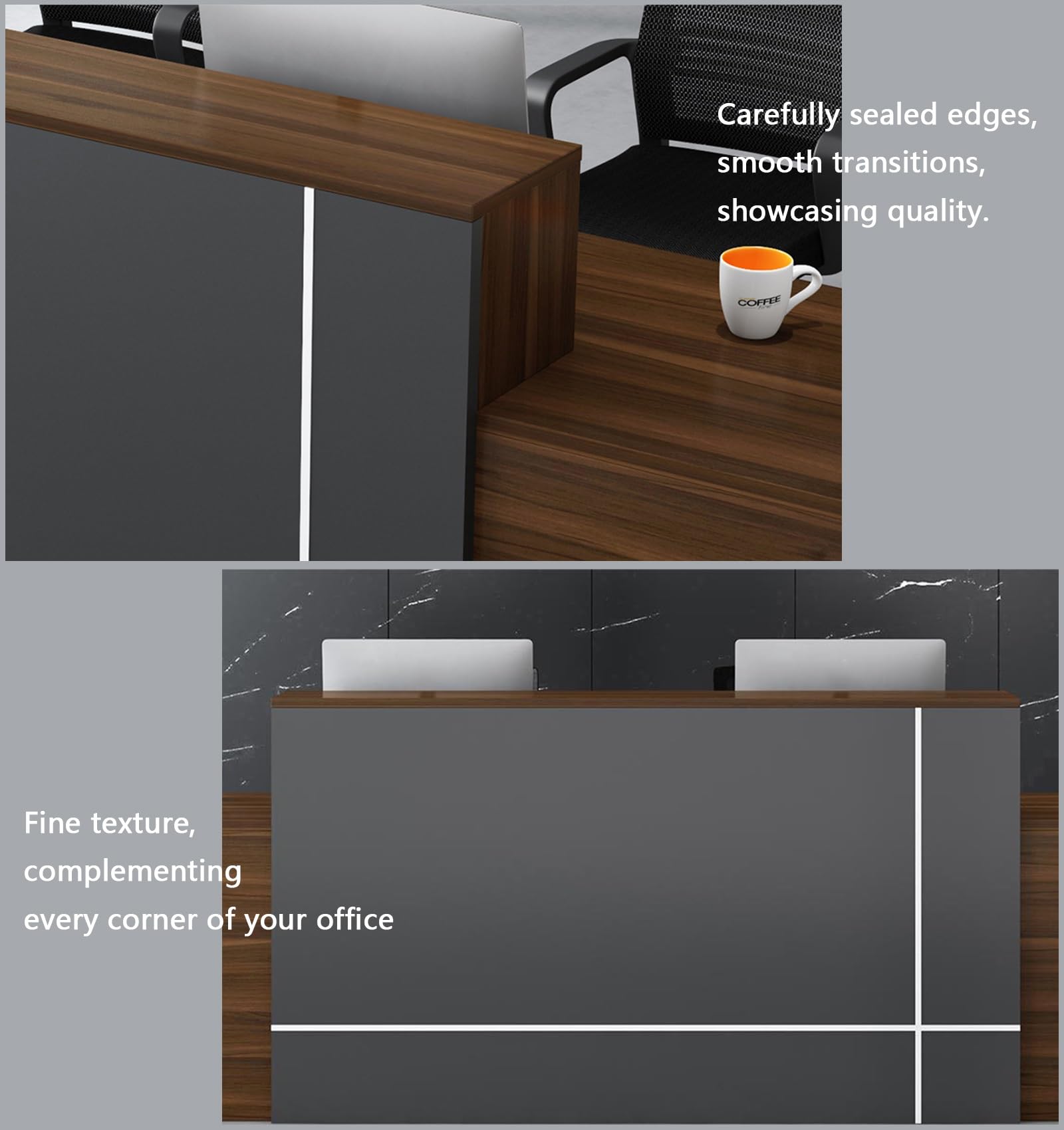 Empfangstresen aus Holz für Büros – Moderner, minimalistischer Premium-Multifunktionaler Tresen für Kassen und Büros (ohne Stühle)