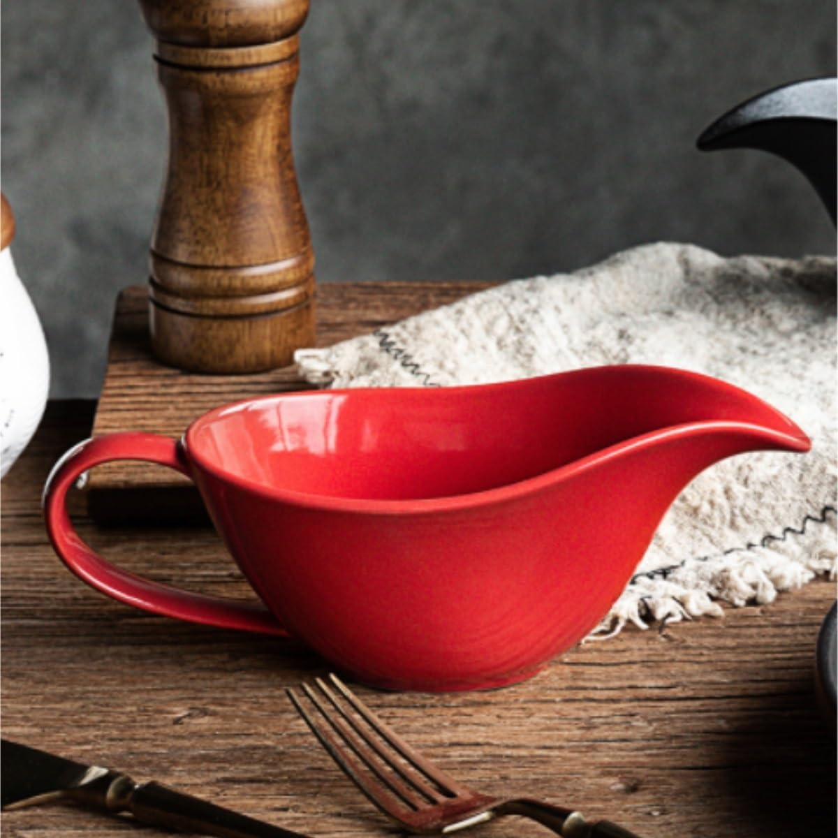 Jarra De Salsa Servir Taza De Salsa For Jugo Bistec, Olla For Leche, Tazón Cerámica Con Boca Puntiaguda, For, Salsera Para Restaurante(Black)