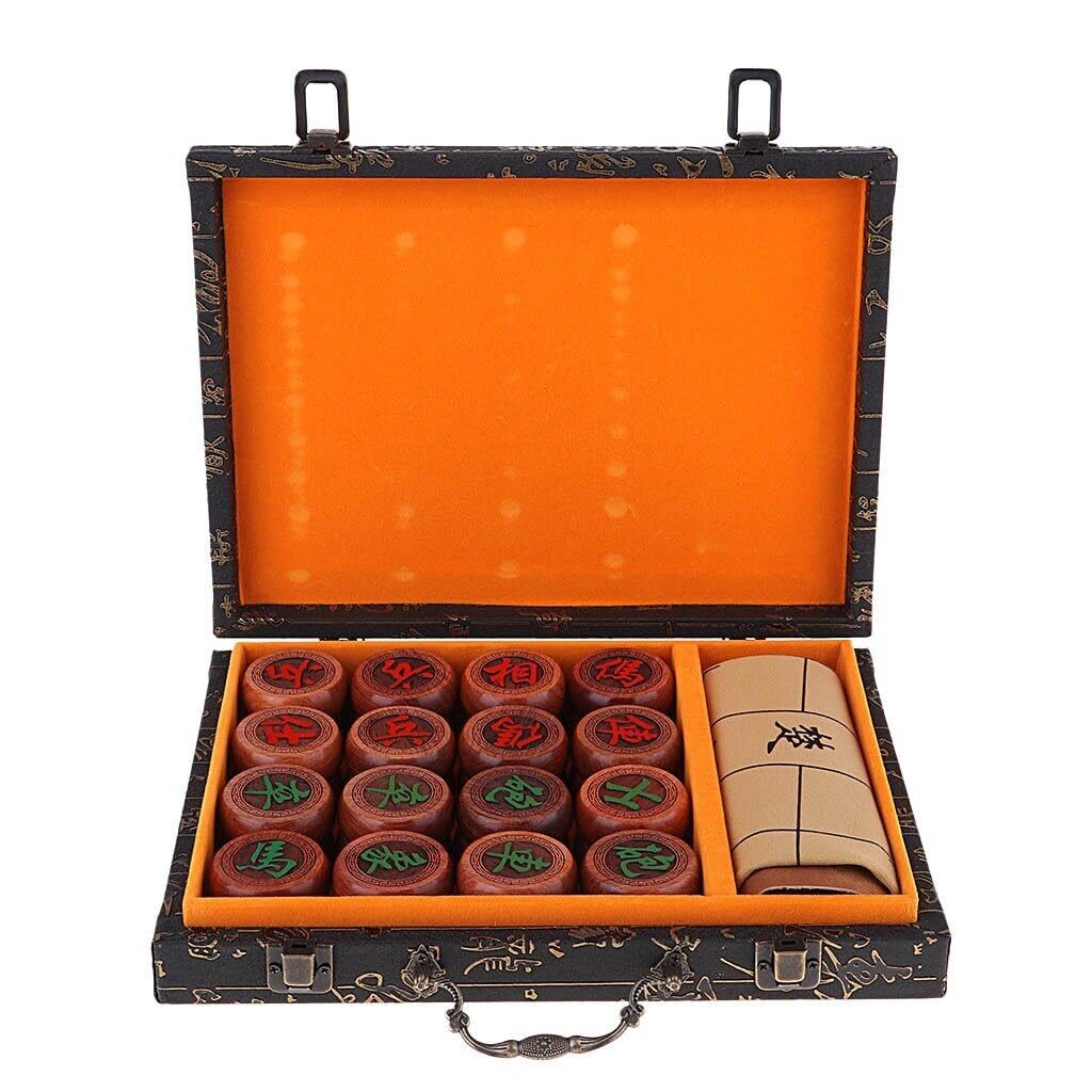 Set di Scacchi Cinesi, Palissandro Arcuato Il Tradizionale Gioco da Tavolo Classico Xiangqi con Custodia Avvolta per Pu per I Giochi per Feste in Casa