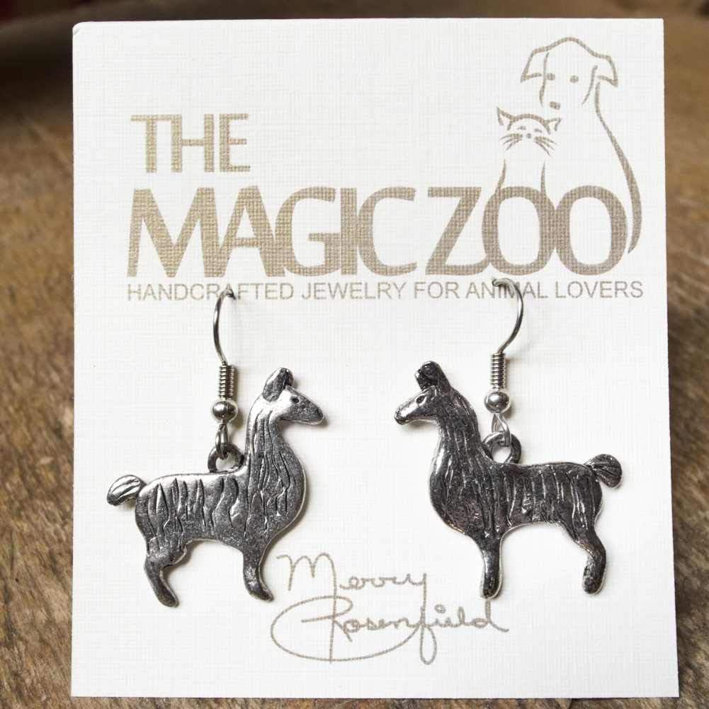 Alpaca Dangle Earrings – Llama Earrings – Handcrafted Llama jewelry - Made in the USA – Enamel Llama Earrings – Pewter Gifts