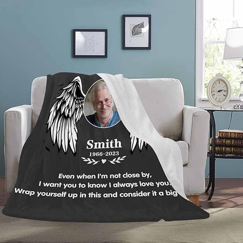 Miniatura 7 de Mantas conmemorativas personalizadas con fotos para seres queridos perdidos, manta de ángel de condolencia personalizada para regalo funerario,