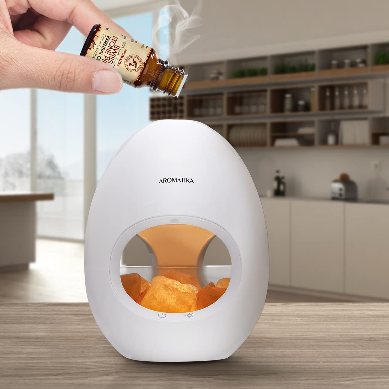 Diffuseur Electrique Ultrasonique des Huiles Essentiellesavec de Sel Rose et LED Light - 250ml/6 Heures - Lampe Diffuseur d'Arôme de Sel de l'Himalaya - Humidificateur et Ioniseur - Lampe de sel Rose