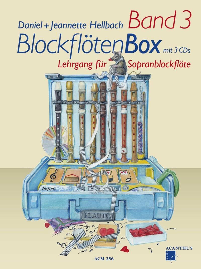 Doppelpack: Blockflötenbox Band 3 | Blockflötenschule mit CDs | Sopranblockflöten lehrgang für Kinder | Daniel Hellbach | Acanthus Verlag | ACM256 | Blockflöten Box | Soundman Korkpflegestift