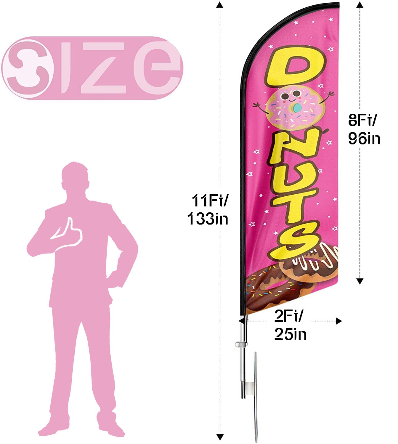 Ice Cream Advertising Swooper Feather Flutter Flag & Pole Kit – 11.5 Ft Tall – Concession Sign