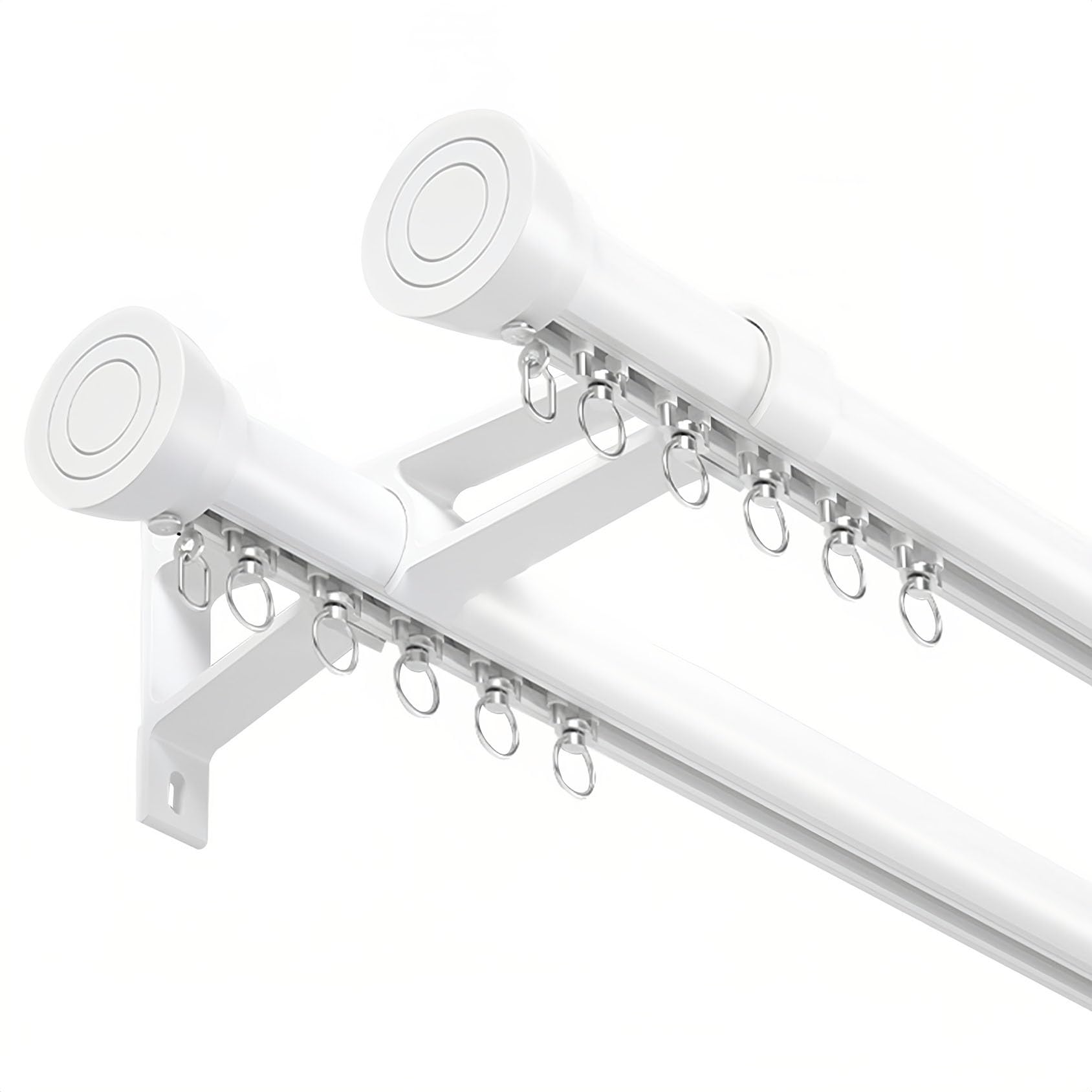 CMJYMX Roman Rod Curtain Track Silent Sliding Curtain Rail Pulley Wall Mounted Extra Thick Aluminum Alloy Guide Rail Perfect For Privacy In Open Rooms(White,3.3FT/110CM)