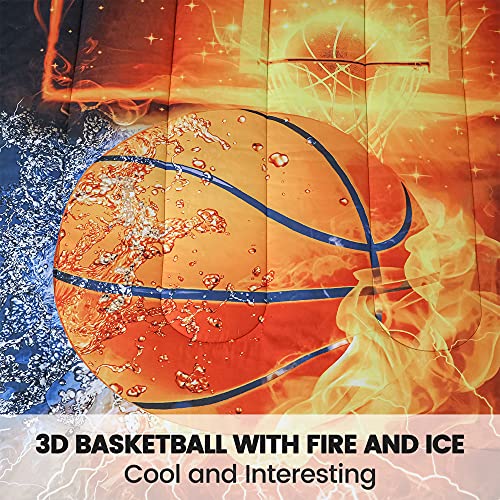 Litanika Basketball Comforter Queen(90X90Lnch), 3 Pieces(1 Basketball Comforter And 2 Pillowcases) 3D Sport Basketball Comforter Set, Microfiber Bedding Set For Boys Kids #TOP3