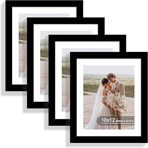 Vista 36 de Juego de 4 portarretratos de 5 x 7 pulgadas, de vidrio real y marco de madera multicolor, exhibición en pared o mesa, para fotos de 4 x 6 pulgadas