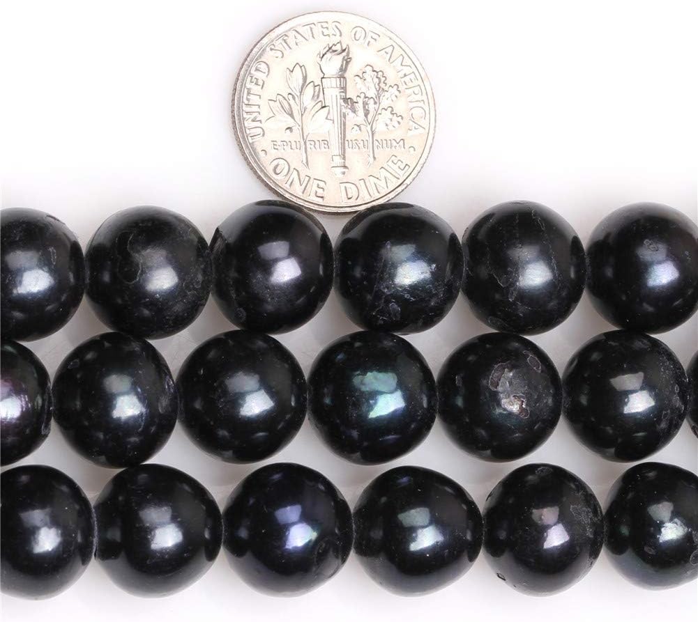 Freshwater Cultured Pearl Beads for Jewelry Making Natural Gemstone Semi Precious 11-12mm Round Black 15" JOE FOREMAN