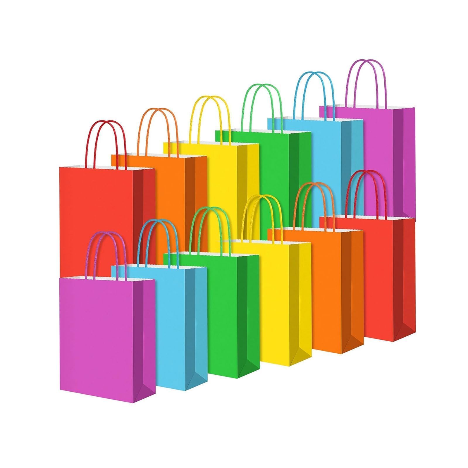 Party Paper Bags with Handles 12 Pcs,Gift and Sweet Kraft Bags for Kids and Adults Party,Christmas,Birthdays,Weddings,Baby Showers,All Celebrations (16x8x22cm) — image 1