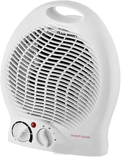 Fan Heater with 2 Heat Settings 2KW Overheat Protection Small Quite Lightweight Portable Electric Floor & Desk Upright Fan Heater with Adjustable Thermostat for home office Kitchen, White