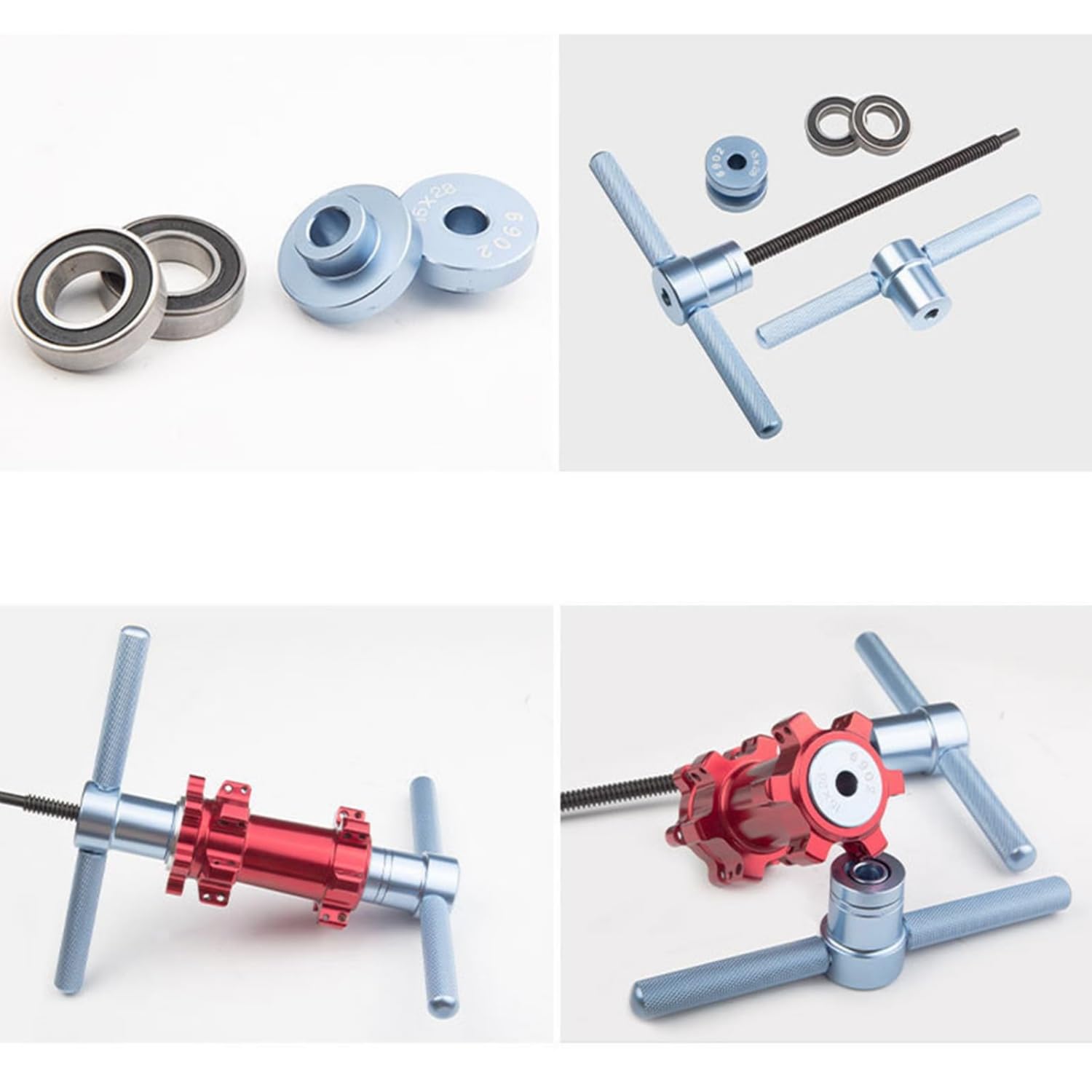 Set di pressa per cuscinetti per biciclette, kit di strumenti universali per l'installazione e l'estrazione del mozzo ruota, in lega di alluminio resistente per cuscinetti della bici, movimento