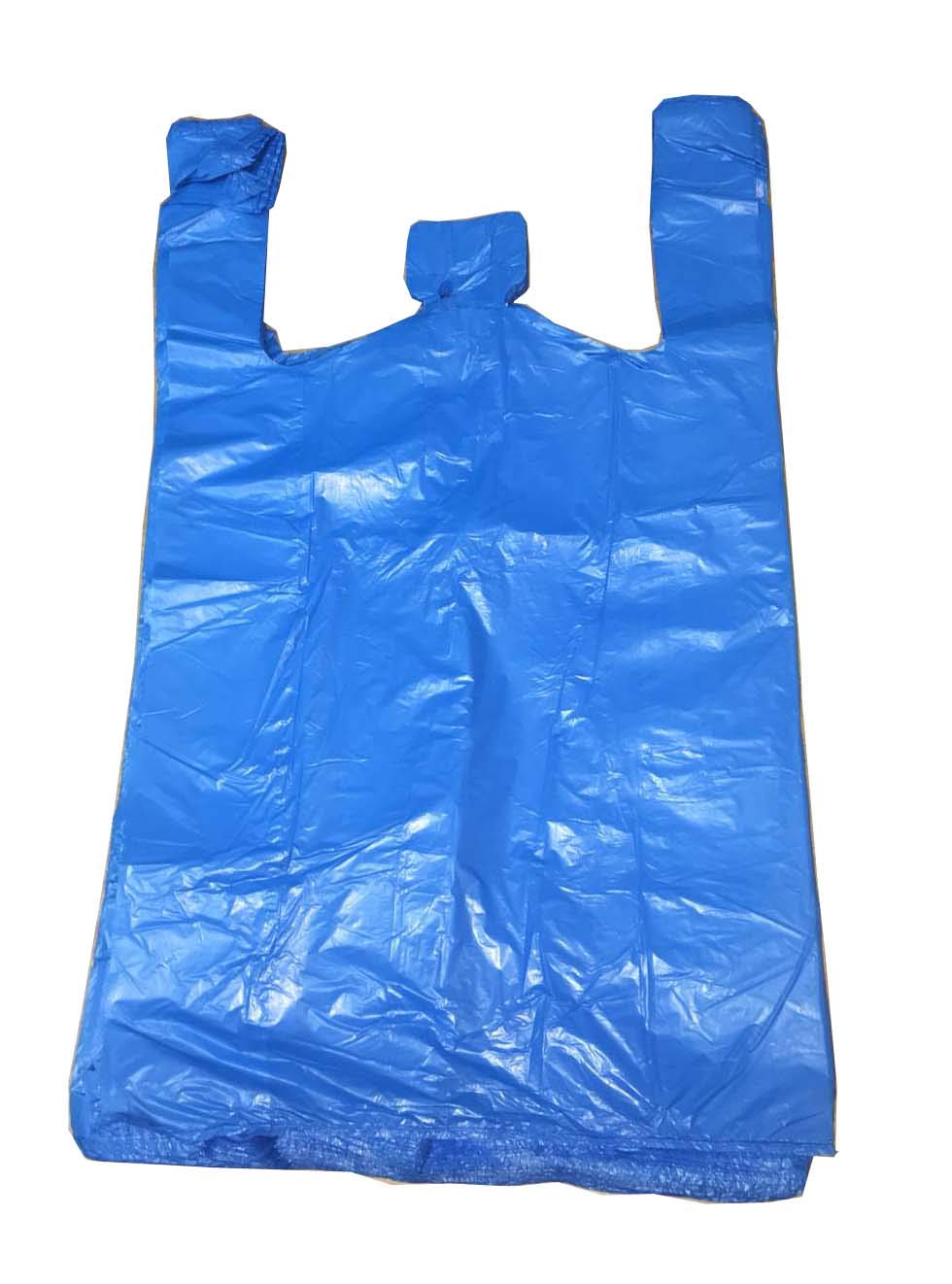 TezraftaarTezraftaar® 1000 x Vest Carrier Bags 11" x 17" x 21" 18mu Blue Heavy Duty Plastic Carry Takeaway Shopping Grocery Supermarket Bags