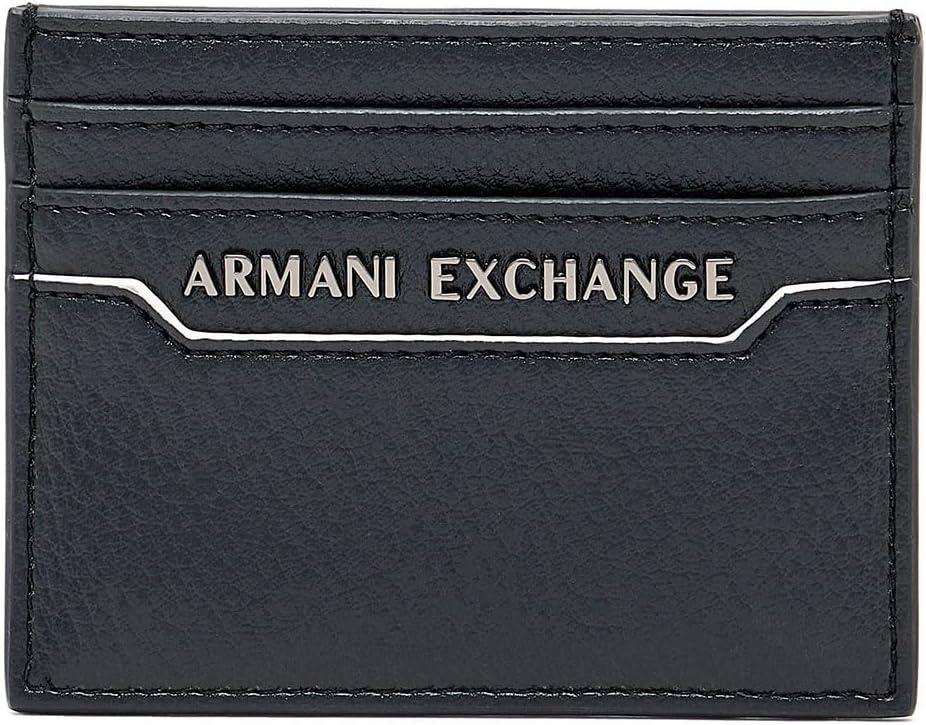 Armani Exchange Men's Stitched Credit Card Holder, Black, One Size