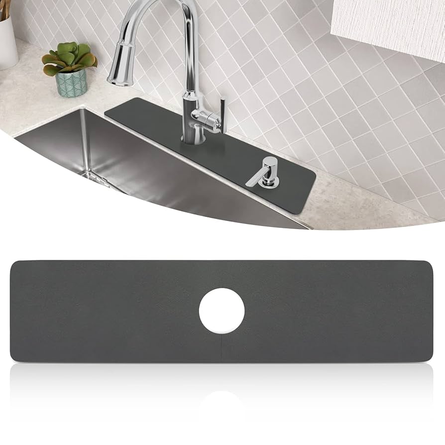 LOPNUR 2 Pack Faucet Mat For Kitchen Sink, 15 Inch Short Kitchen Sin