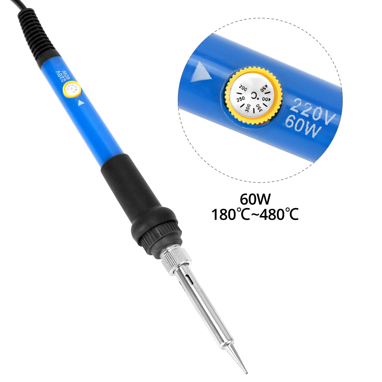 QWORK® Kit de Pirograbado de Madera 110 Piezas, Grabador de Madera de 60 W Ajustable 180-480 °C para Grabado en Madera/Cuero/Cartón - Incluye 53 Puntas de Soldadura