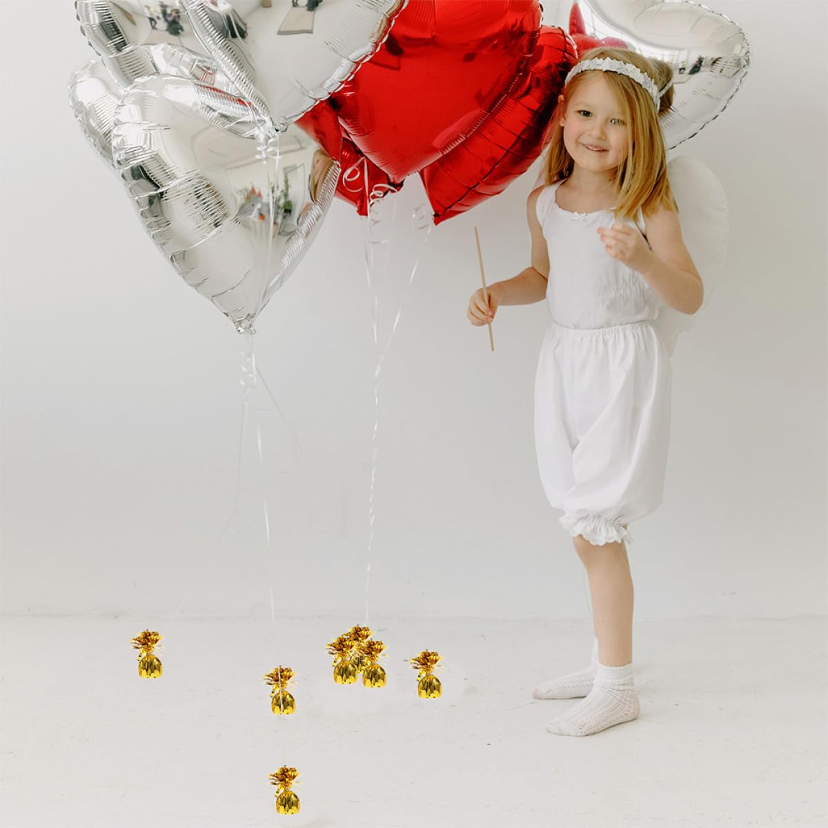 TOYANDONA Soportes Metálicos para Globos de Aluminio Dorados 8 Piezas Pesas Sólidas para Globos Inflados con Gas Ligero Accesorios para Decoración de Fiestas Bodas y Cumpleaños